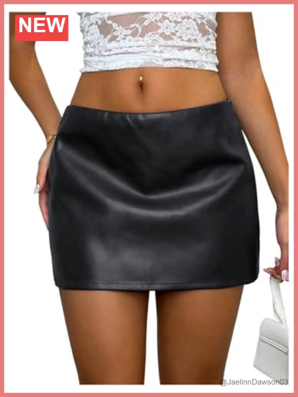 Faux Leather Mini Skirt Low Rise Y2K Club Night Out